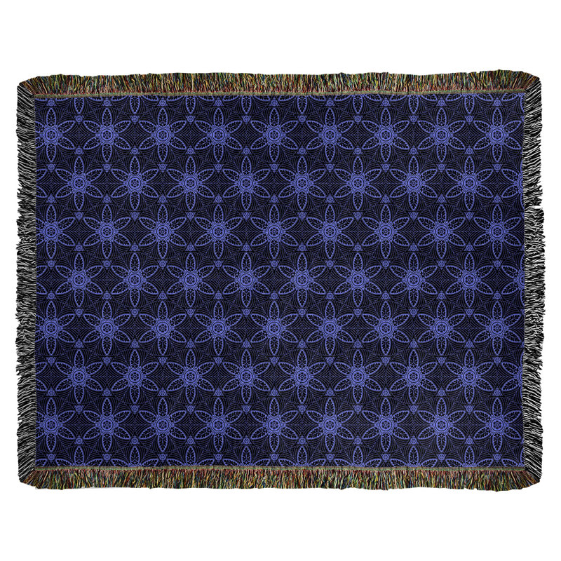 Couverture en coton tissé Katelyn Elizabeth, l 60 po x L 80 po, Bleu encre
