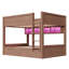 Lit superposé double TG avec armoires de rangement, lumière DEL, 2 tiroirs - bois de pin robuste et sécuritaire, brun-1131410573