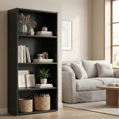 Adjustable Wooden Standard 4-Tier Bookcase