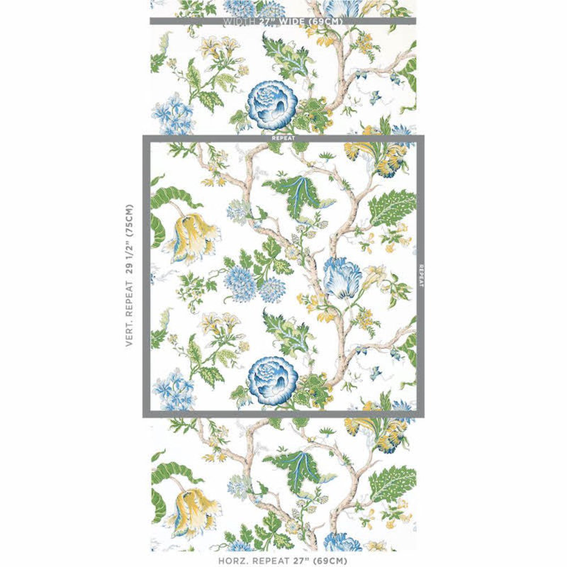 Papier peint Josephine, Bleu