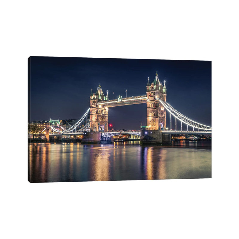 Night At The Tower Bridge by Nader El Assy - Print on Canvas, Wrapped Canvas, 45.72cm H x 66.04cm W x 1.91cm D