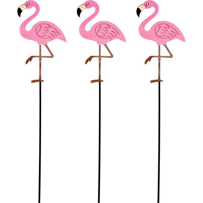 19" Iron Pink Flamingo Garden Stake