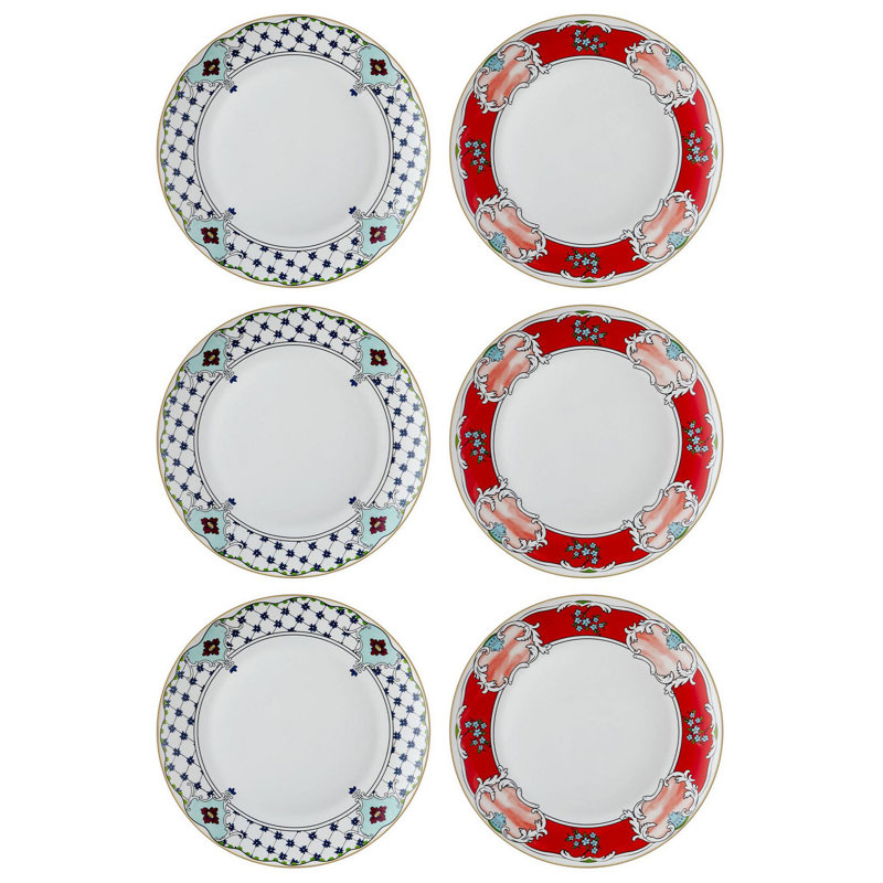 Ensemble d'assiettes de service rondes 6 pièces 100% porcelaine 6 pièces