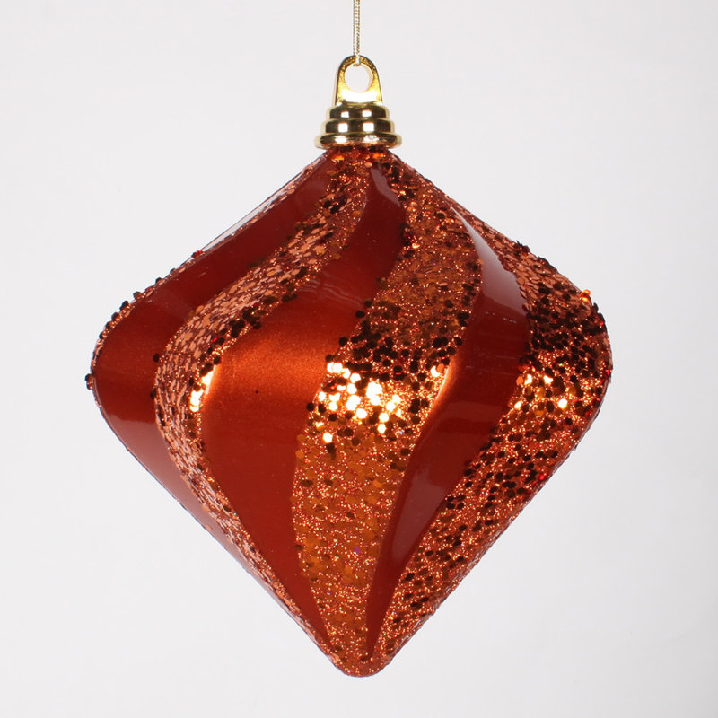 Ornement en forme de diamant, H 6 po x l 6 po x P 6 po, Orange
