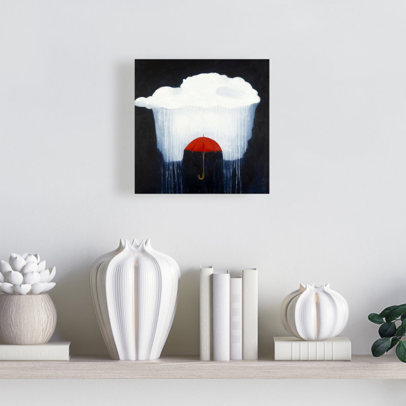 Toile bleue avec parapluie sous une pluie battante | Art mural Home Decor