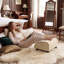 Upholstered Linen Footstool-1332487485