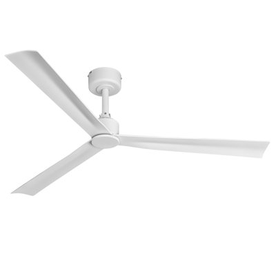 Modern 50" White Propeller Ceiling Fan Without Lights, Remote Control Included