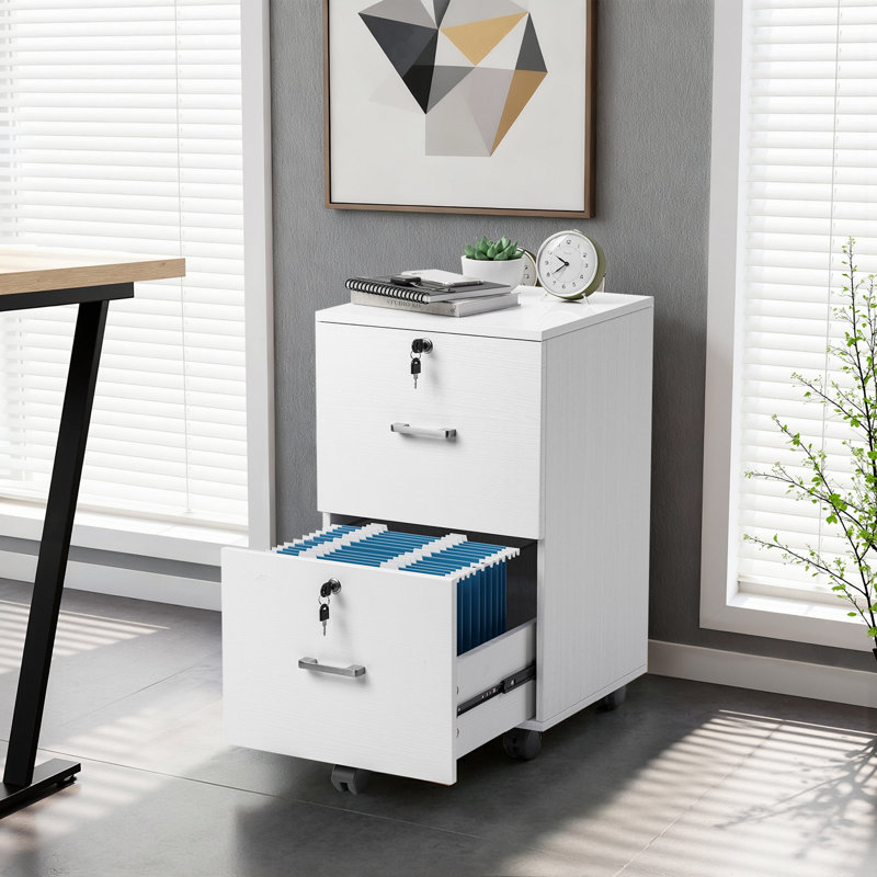 Kayeson 15.7 " Wide 2 Vertical Filing Cabinet, White