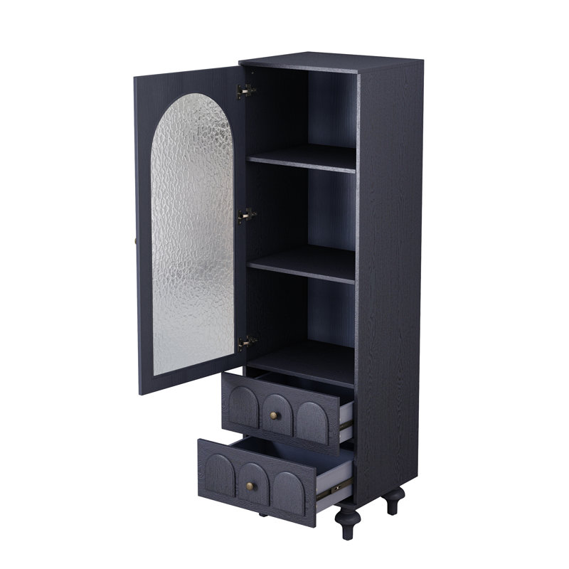 Vitrine de rangement 62,99 "avec porte en verre trempé, Bleu très foncé
