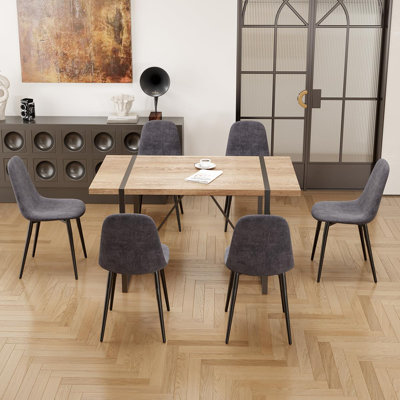 55" Modern Rectangular Dining Table Set