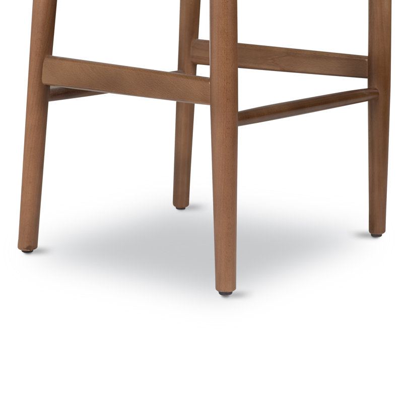  Solid Wood Counter Stool with Weave Seat, Walnut / Natural