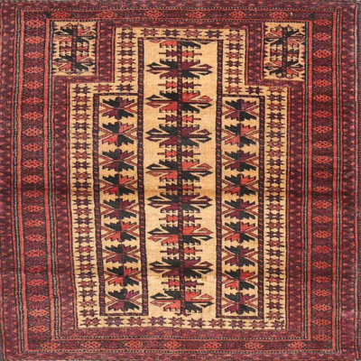 Tapis traditionnel rouge / beige