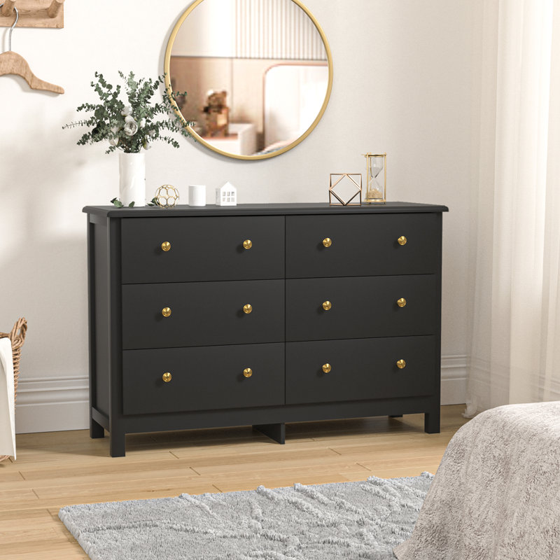 47.2 " W 6 - Drawer Dresser, Black