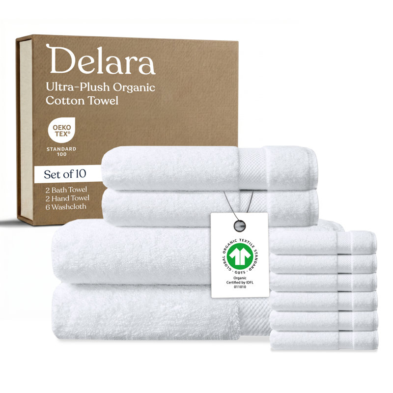 Ensemble de 10 serviettes en coton Delara, Blanc