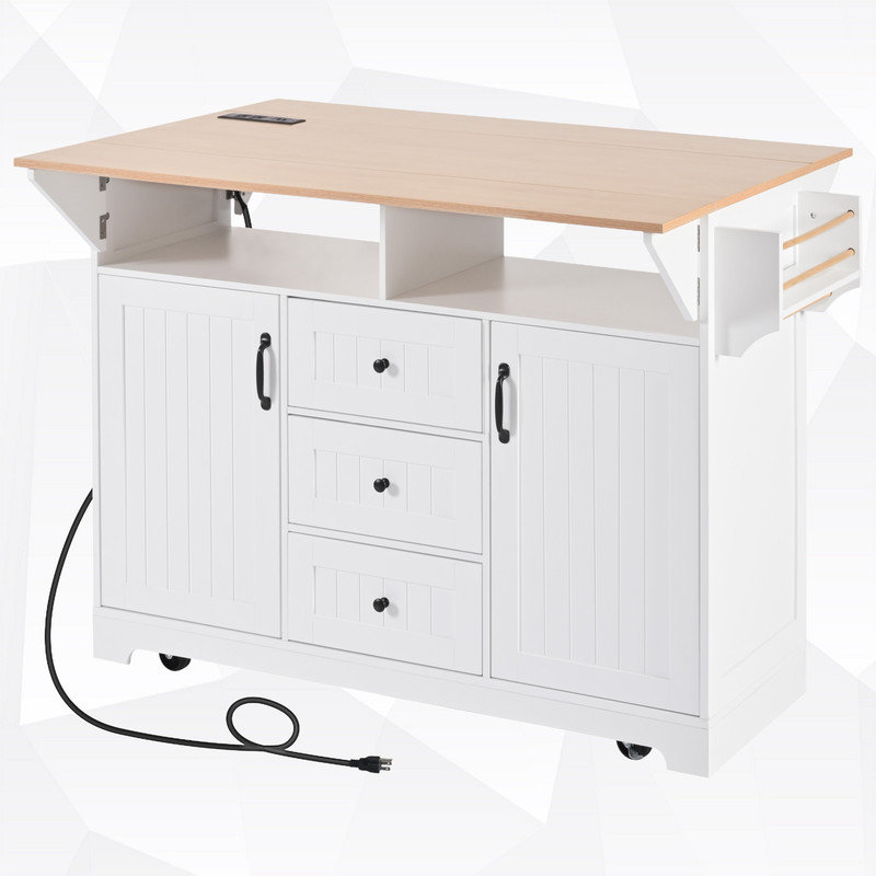 Table de salle à manger rectangulaire extensible avec 2 abattants pour 4, Blanc