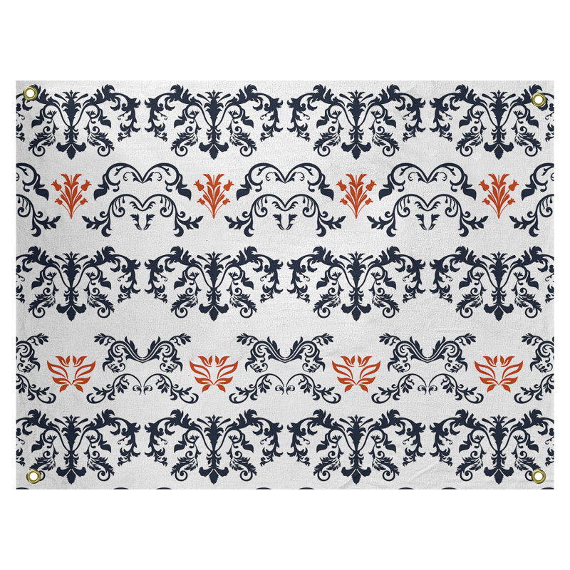 Tapisserie baroque en microfibre Chicago Football, Blanc / noir / orange, H 26 po x l 36 po