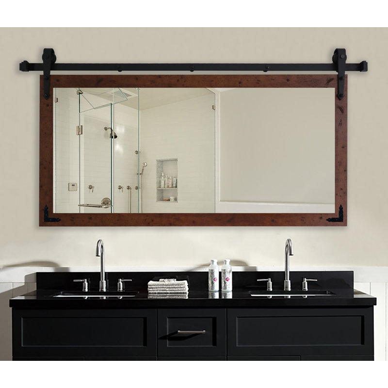 Neace Engineered Wood Rectangle Mirror, 30.5" H x 60" W, Dark Walnut