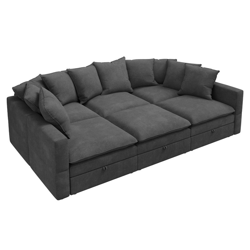Canapé modulaire rembourré avec rangement Cloud, Grey Corduroy