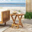 Table d'appoint d'extérieur pliable et réglable en bois d'acacia avec finition en teck, aucune installation requise, parfaite pour les petits espaces