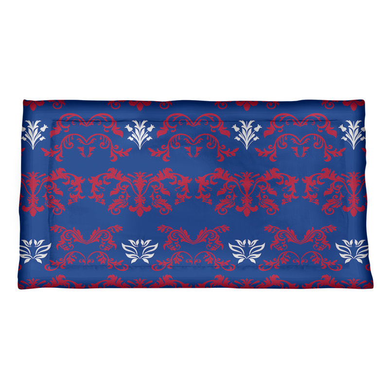 Football Baroque Pattern Pillow Sham, Polyester, Standard, Blue/Red/White
