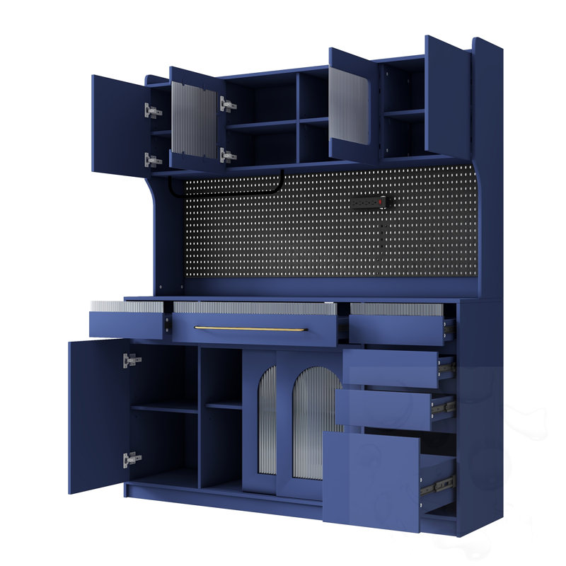 Armoire de rangement avec 6 tiroirs, 5 armoires et tablettes réglables