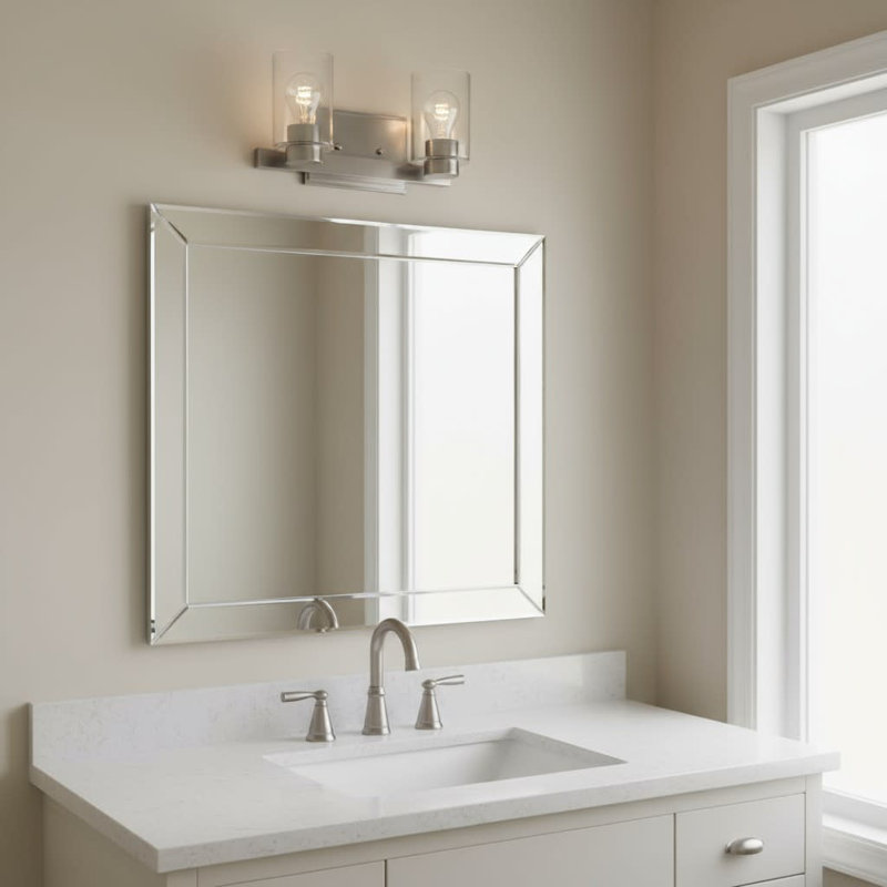 Éclairage pour salle de bain 2 lumières Miley, Nickel brossé / transparent