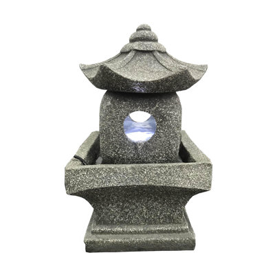 Fontaine pagode en résine avec éclairage