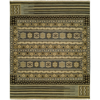 Tapis olive en laine Joe Southwestern