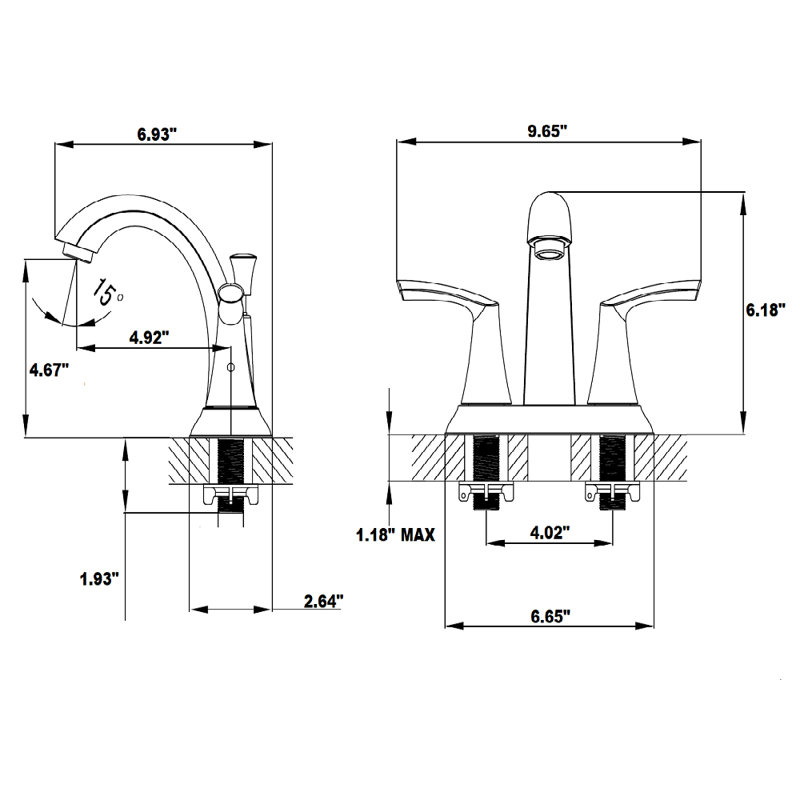 Centerset 2-handle Bathroom Faucet with Drain Assembly, Chrome