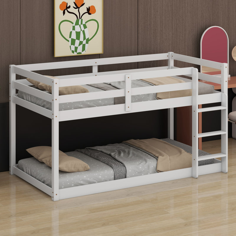 Lit superposé en bois avec échelle, Blanc