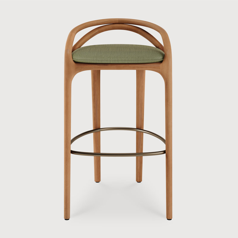 Aleta outdoor bar stool - teak - Beige bouclé, Green