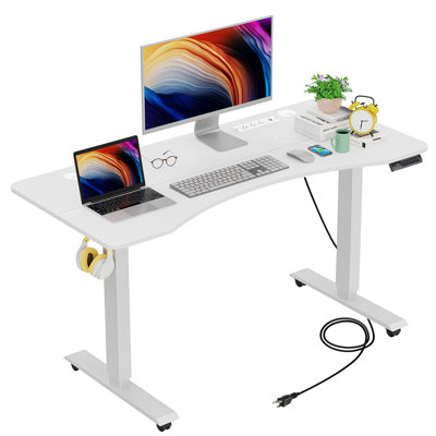 Masakazu Height Adjustable Standing Desk with Built-in Outlets -  Inbox Zero, 3801D447CCD149A3A77EC8630F26E9A7