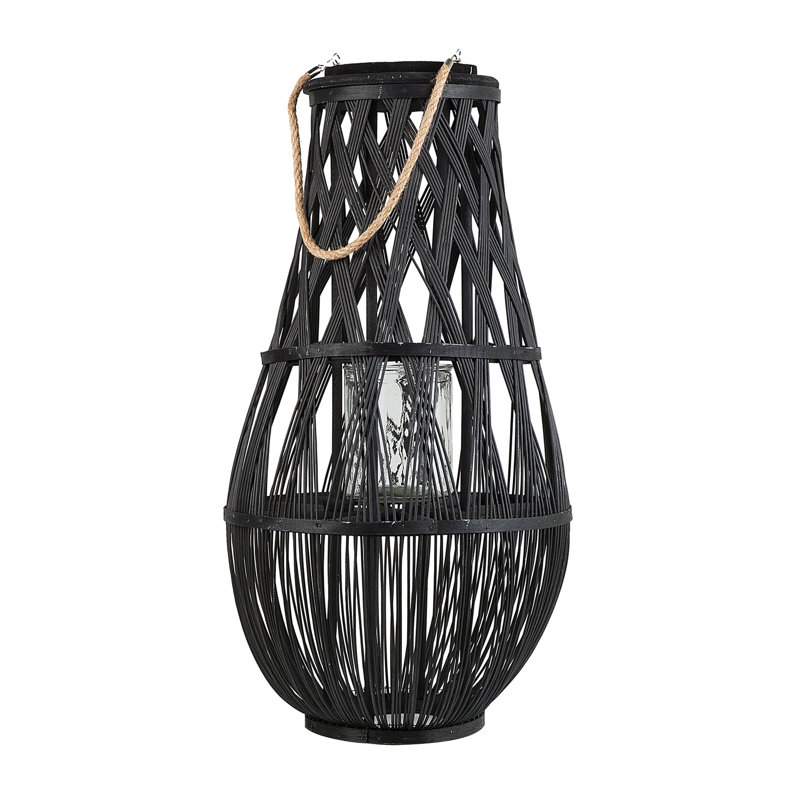Wood Floor Lantern, 75cm H x 39cm W x 39cm D, Black