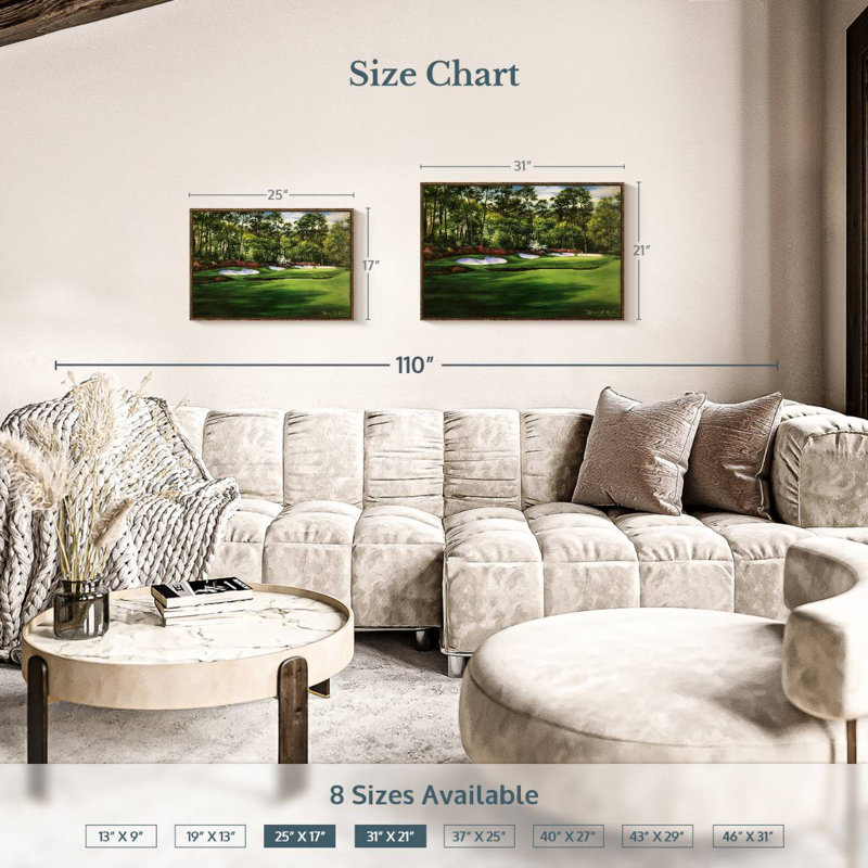 Augusta National 13th Hole I, 25" X 17", Floating Frame Walnut