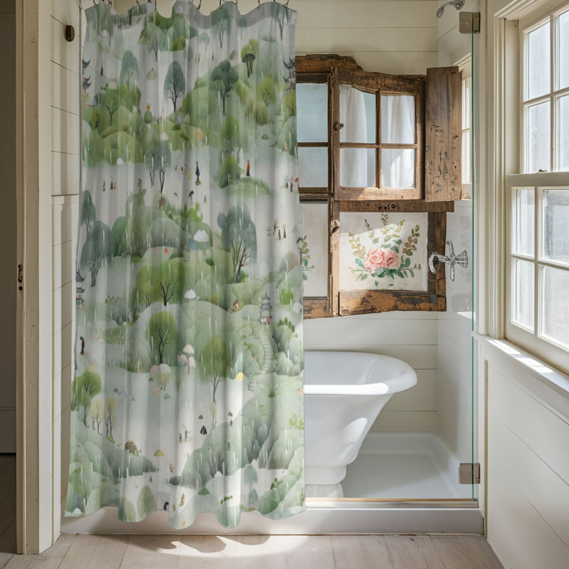 Rainy Path - Premium Shower Curtain, 74"H x 71"W