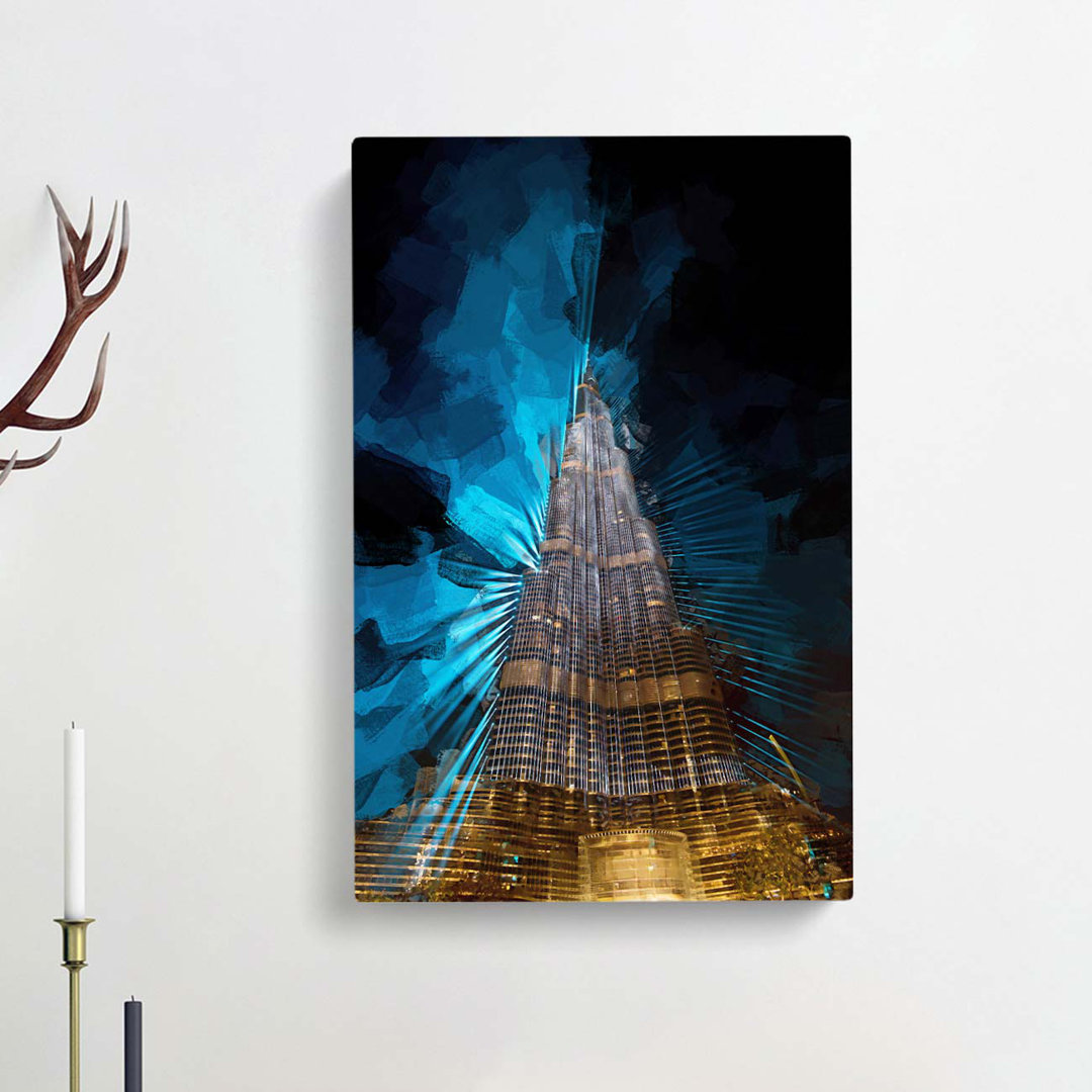 The Burj Khalifa In Dubai In Abstract - Wrapped Canvas