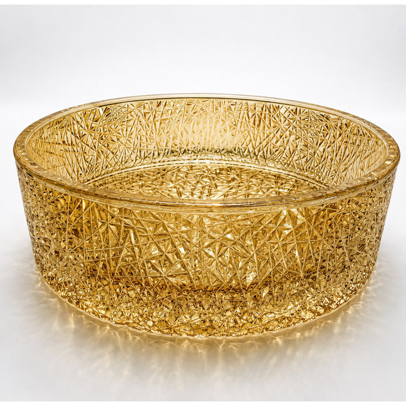 Stadium 16" Tempered Glass Circular Vessel Bathroom Sink - Timeless Collection, Champagne