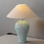 Petite lampe de table moderne en céramique verte avec abat-jour en lin pour le salon de la chambre à coucher, ampoule incluse