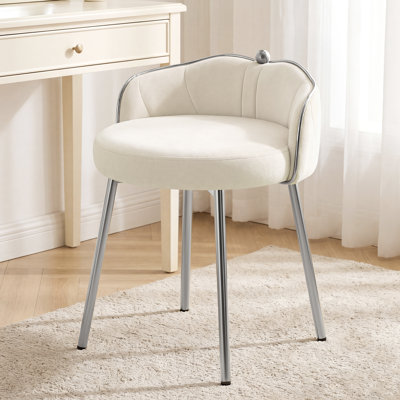 360° Swivel Vanity Chair with Low Back Accent Stool Makeup Chair for Bedroom Bathroom and Living Room, Velvet