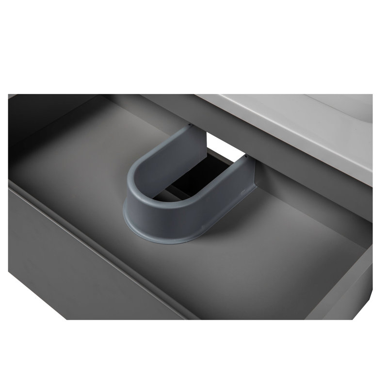 Jermyia 31.3'' Single Bathroom Vanity with Ceramic Top with Mirror, Grey Matt