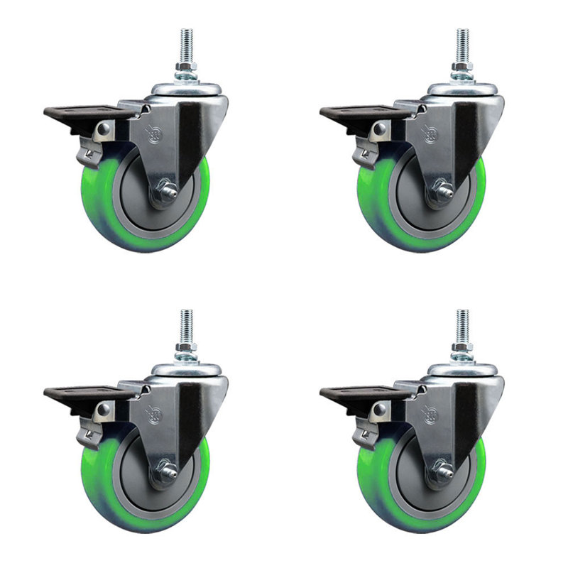 Polyurethane 10MM Threaded Stem Caster with Brake