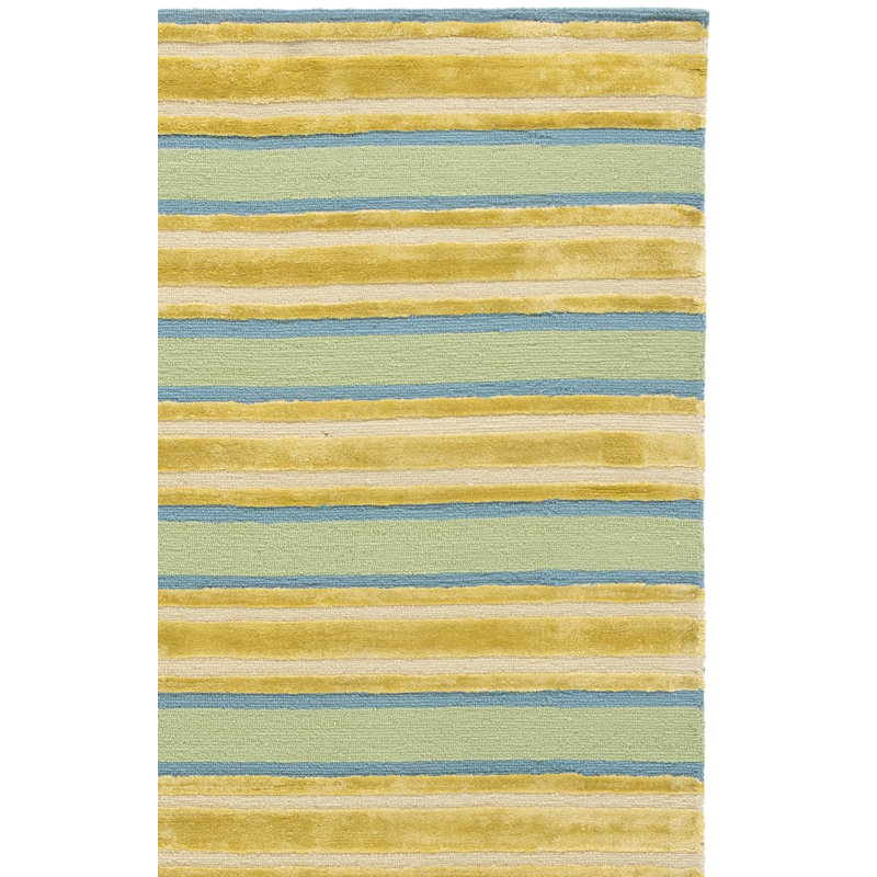 Iosif Hand Tufted Wool Striped Rug, Rectangle 5' x 8'