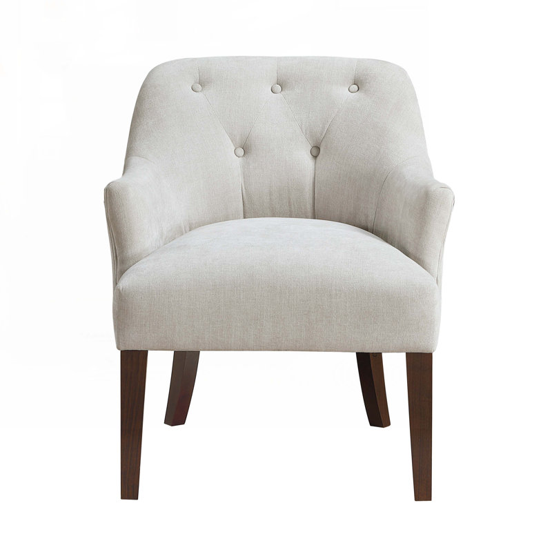 Fauteuil rembourré en tissu avec 4 pieds, Gris huître