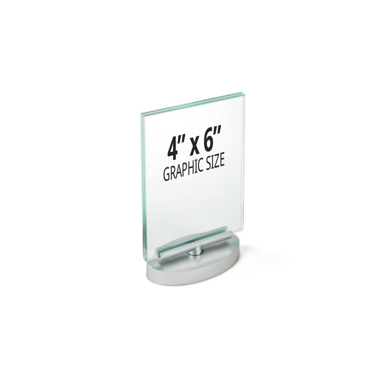 Silver Acrylic Desktop Revolving Sign Holder Frame 4" x 6"