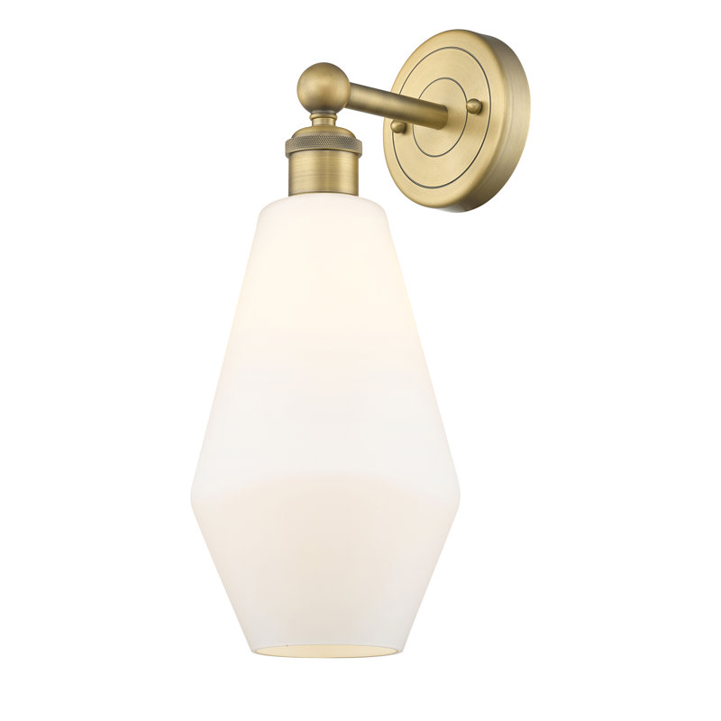 Amylea Armed Sconce, Cased Matte White, Brushed Brass