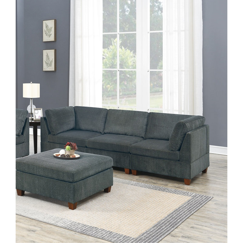 Ensemble de canapé modulaire en chenille gris modulaire 7 pièces