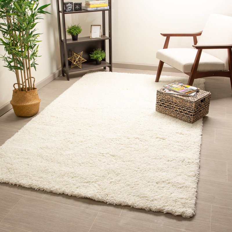 Tapis blanc à poils longs Deardorff, Rectangle 4 pi x 6 pi