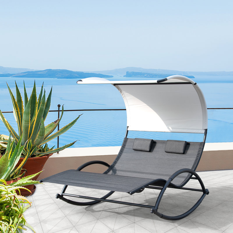 Goodfellow Double Chaise Lounge with Canopy, Black