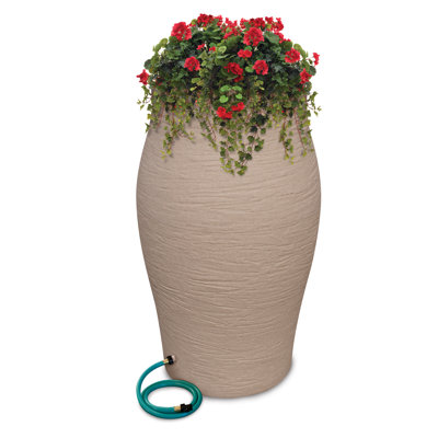 EMSCO Group Weather Resistant Plastic Rain Barrel and Hose with Diverter Kit