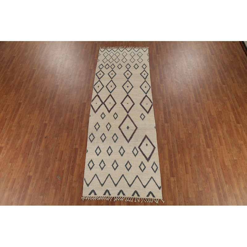 Tapis de couloir marocain moderne à motif géométrique 4 x 12